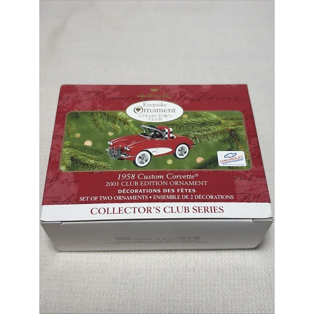 NIB VTG Hallmark Keepsake 1958 CUSTOM CORVETTE 2001 Club Ed. Ornament